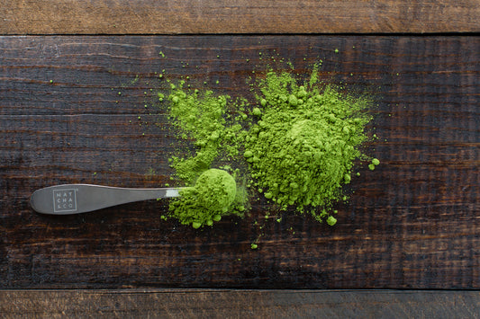 a spoonful of matcha powder