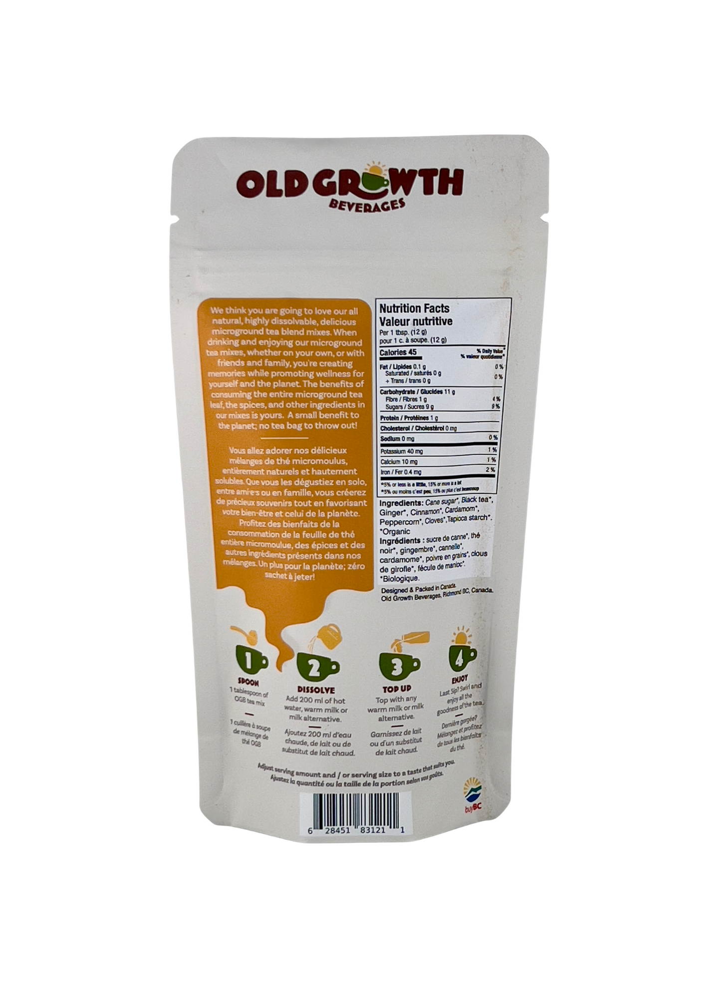 Rooibos Turmeric Chai Tea Powder - Microground Caffeine Free Chai Tea Mix