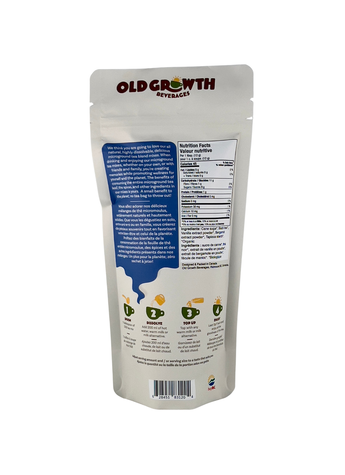 London Fog Tea Mix - Earl Grey Vanilla Tea Powder - Microground Tea