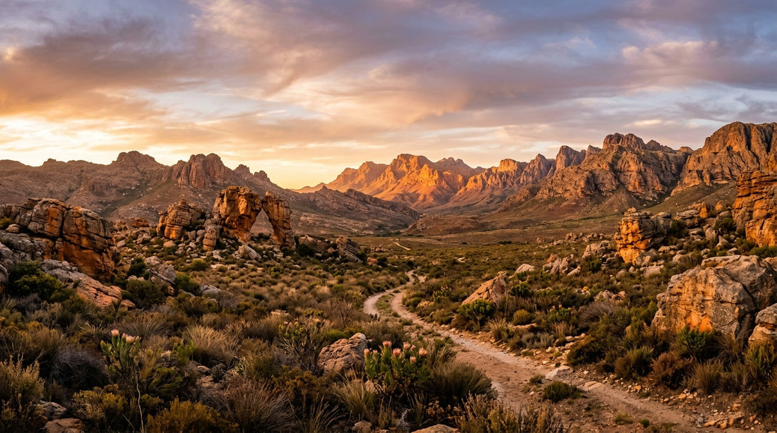 The rugged Cederberg mountains of South Africa where rooibos grows at golden hour